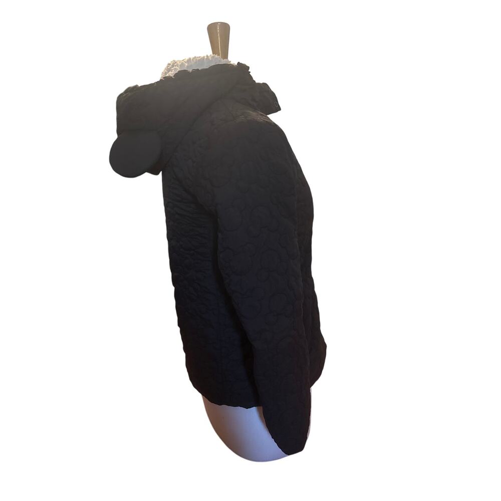 Women XS Disney Black Quilted Mickey Mouse Icon Sherpa Fleece Lined Jacket Coat - Picture 6 of 7